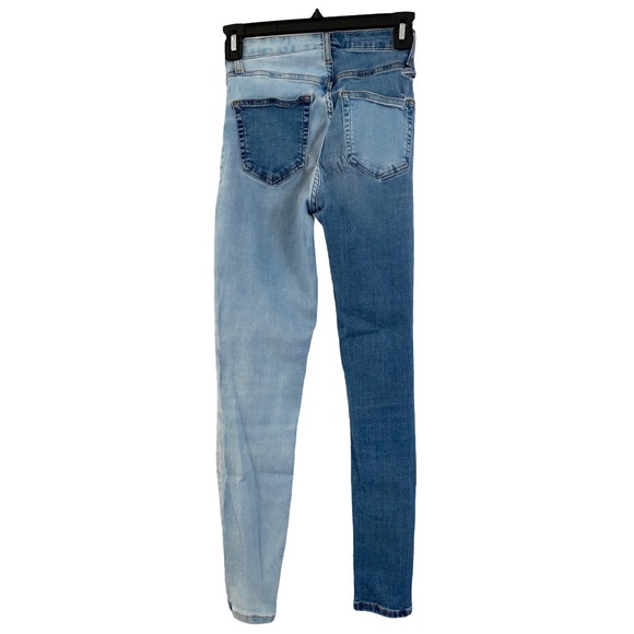 TOPSHOP Moto High Rise Distressed Two Tone Blue Skinny Jean Size 26 - Picture 2 of 11